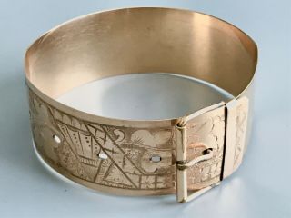 Antique Victorian 1872 Gold Filled Buckle Cuff Bracelet