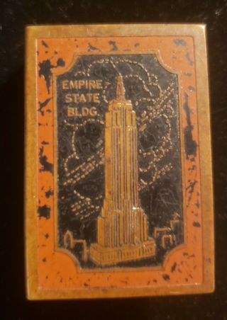 Rare Vintage Art Deco Metal Match Box Cover.  Empire State Building York