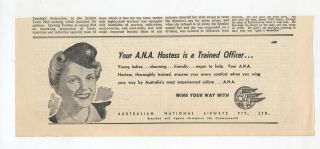Australian National Airways Advertisement Removed From A 1952 Newspaper Ana
