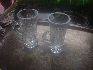 2 Vintage Waterford Crystal Lismore 5 3/8 Smooth Stem Irish Coffee Mugs