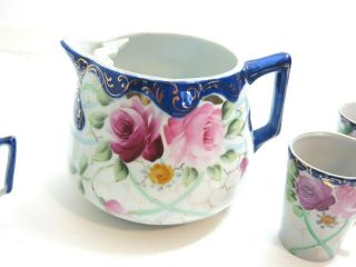 ANTIQUE TE - OH CHINA NIPPON LEMONADE SET WITH ICE LIP PITCHER HAND PAINTED ROSES 2