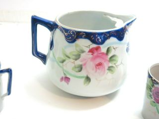ANTIQUE TE - OH CHINA NIPPON LEMONADE SET WITH ICE LIP PITCHER HAND PAINTED ROSES 3