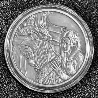 1 Oz Silver Antique Round Anne Stokes Dragons - Kindred Spirits Bu