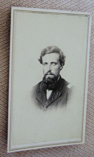 ANTIQUE CDV PHOTO OF A BEARDED CIVIL WAR OFFICER ? SOLDIER TAX STAMP ON VERSO 2