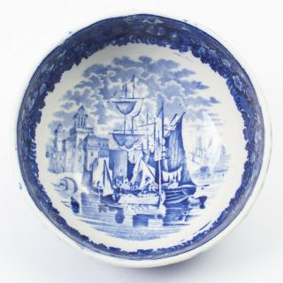 Antique Wedgwood Ferrara Etruria England Blue Medium Bowl 8 - 5/8 " Sailing Ships