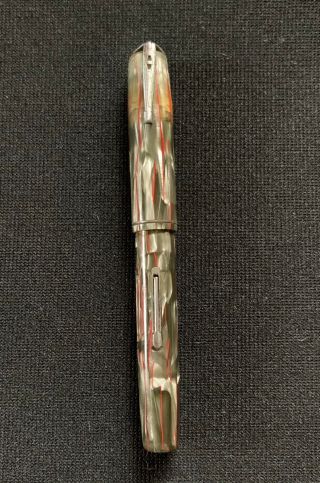 Vtg Waterman Ideal 32a - V Fountain Pen Grey Marble Red Veins Pocket Model 30’s