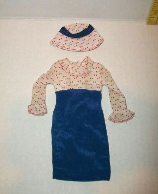Vintage 1966 Mattel Francie Barbie Doll Concert In The Park 1256 Tm Dress & Hat