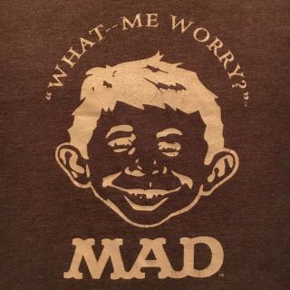 Vintage Mad Ringer T - Shirt - What,  Me Worry? Alfred E.  Neuman - Usa Made - (l)