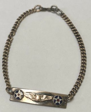 Vintage Wwii Sterling Silver Us Army Air Corps / Air Force Sweetheart Bracelet