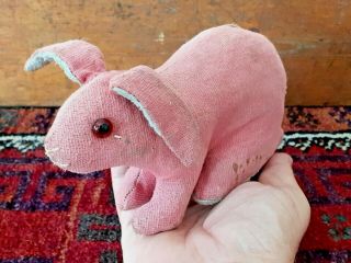 Old Vintage Antique Pink Mohair Chad Valley Rabbit Hase Soft Toy Teddy Bear 1930