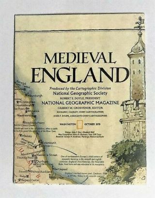 National Geographic Map British Isles / Medieval England October 1979