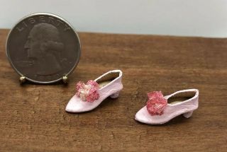 Dollhouse Miniatures Vintage The Dolls Cobbler Pink Ladies Dress Heels Shoes