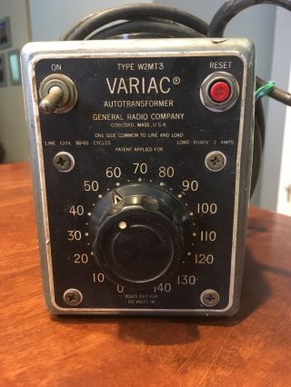 Vintage Variac Auto Transformer 120 Vac 2 Amp General Radio Company W2t3 3 Prong