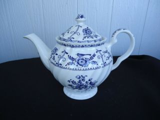 Vintage Johnson Brothers Teapot Blue & White China England Indies