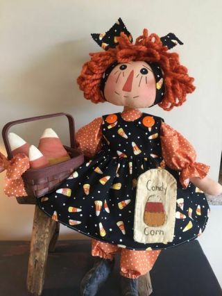 Primitive Raggedy Ann Halloween Candy Corn Annie Doll