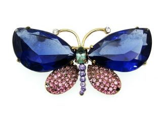 Antique Vintage Signed Monet Costume Jewelry Butterfly Brooch Pin Rhinestone