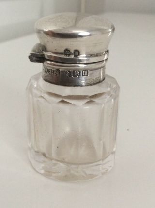 Fine Antique Silver Glass Perfume/scent Bottle Circa 1911 Vgc.