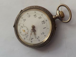 An Antique Silver - 800 - Cased Top Wind Open Face Pocket Watch
