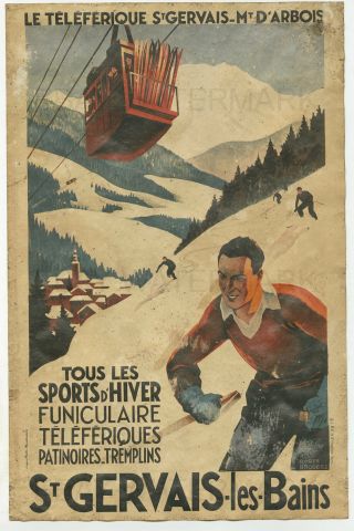 1930 St Gervais Les Bains Vintage Advertising Poster 11x17 French,  Rail Line