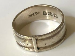 1884 Antique Victorian Sterling Silver Buckle Band Ring Size P Fully Hallmarked