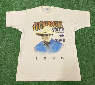 Vintage George Strait Concert Tour Shirt Country 1996 W Terri Clark White Xl