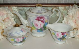 Vintage Noritake Tea Set Teapot Sugar Bowl And Milk Jug / Creamer