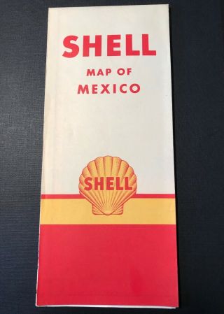 Vintage Shell Oil Map Of Mexico,  Circa 1950,  Nos,  Ex,