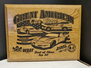 2008 Corvette Club Great American Car Best Of Show Top 60 Wooden Plaque Indiana