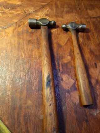 Vintage 2 Plumb Ball Peen Hammers 4,  & 8 Oz.  Jeweler Gunsmith.