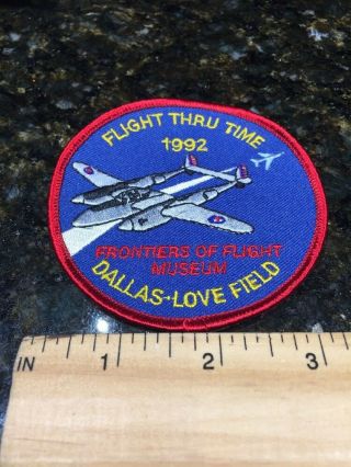 21014 Vintage 1992 Frontier Of Flight Patch Flight P38 Dallas Love Field