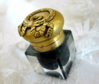 C.  1870 - 80 Antique French Gold Gilt Metal Inkwell