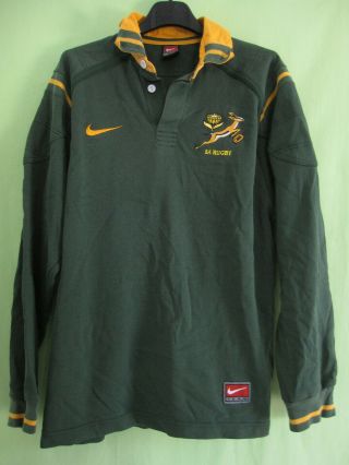 Maillot Rugby Afrique Du Sud Nike South Africa Coton Vert Vintage Jersey - S
