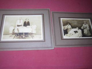 Set Of 2 Antique Post Mortem Child Funeral Family Photo Mccabe 10 X 8 ",  9 X 7 "