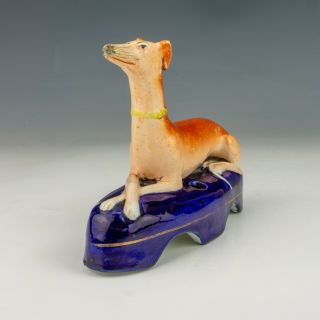 Antique Staffordshire Pottery Hunting Dog Greyhound Ink Or Quill Stand - Lovely 2