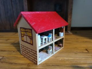 Dollhouse Miniature Small Scale Toy House Vintage Furnished