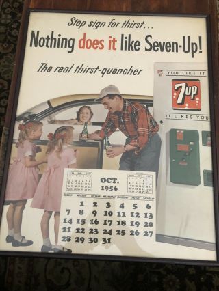 1956 7up Calendar Vintage Soda Pop Seven Up