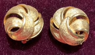 Vintage Givenchy Paris York Gold Tone Clip Earrings Textured Surface
