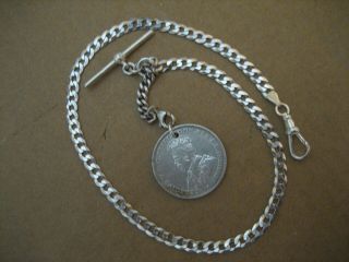 Vintage Unique Albert S/silver Pocket Watch Chain 14in.  Long