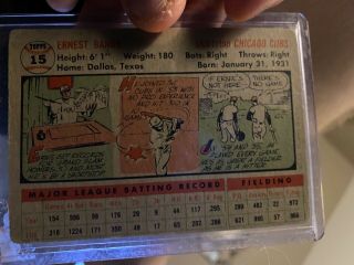 1956 Topps Ernie Banks Chicago Cubs 15 Baseball Card 2