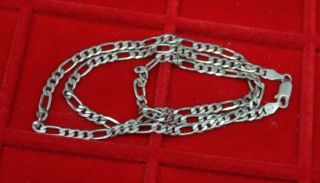 Vintage Made Italy Sterling Silver Figaro Linked Chain Necklace