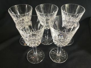 Set 5 Vintage Waterford Crystal Lismore 5 3/4” Wine Claret Glasses