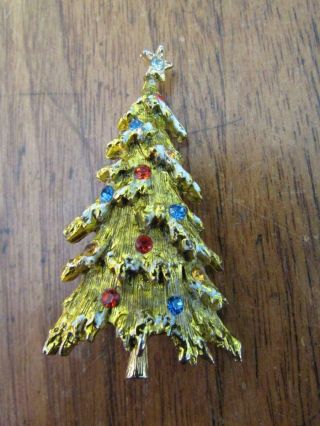Vintage Art Signed Christmas Tree Pin Brooch