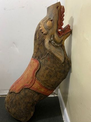 33lb Vtg Asian Folk Art Carved Wood Year Of Pig Hog Theatre Puppet Statue