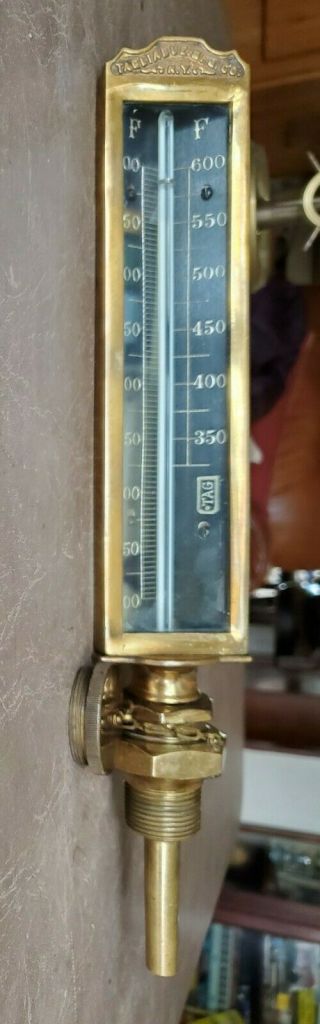 Vintage N.  Y.  Brass Thermometer Gauge By C.  J.  Tagliabue Mfg Railroad Gauge L@@k