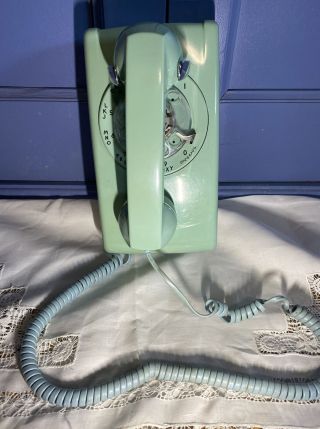 Vintage Wall Mount Rotary Phone Teal Aqua Turqoise Green Bell Western Electric