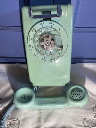 Vintage Wall Mount Rotary Phone Teal Aqua Turqoise Green Bell Western Electric 2