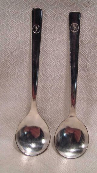 2 Vntg Lufthansa Airline Silverware Flatware Stainless Spoons Solingen Germany