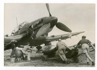 Photograph Of Junkers Ju 87 Stuka Being Re - Armed For Bombing Mission Over Malta