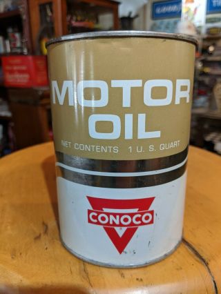 Vintage Conoco Diesel Motor Oil 1 Quart All Metal Can