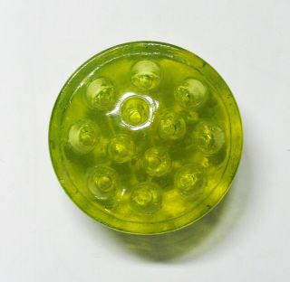 Vintage Antique Vaseline Yellow Depression Glass 12 Holes Domed Flower Frog 2